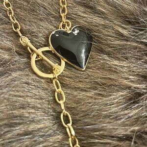 Gold and Black Heart Pendant Necklace